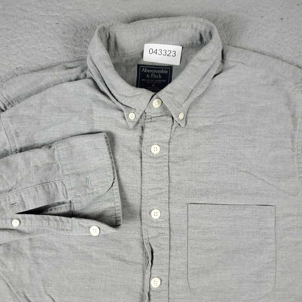Abercrombie & Fitch Shirt Mens Medium Gray Casual Button Up Long Sleeve
